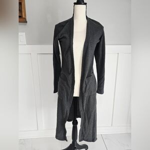 Love Cameron Long Open-Front Charcoal Gray Duster Cardigan Sz S